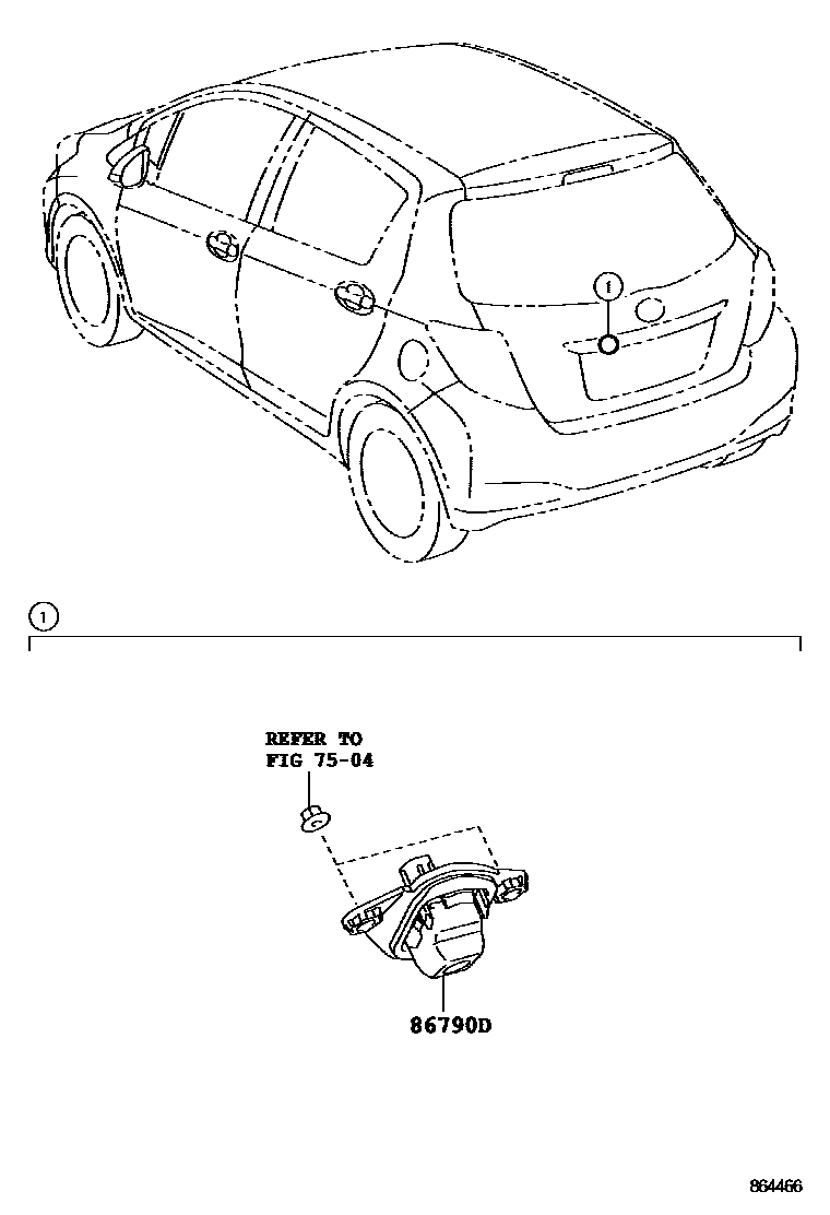 Toyota YARIS 倒车影像和摄像头 EPC diagram — 864466