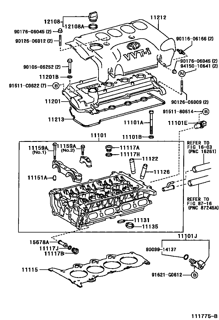 Toyota YARIS Cylinder Head EPC diagram — 111775B