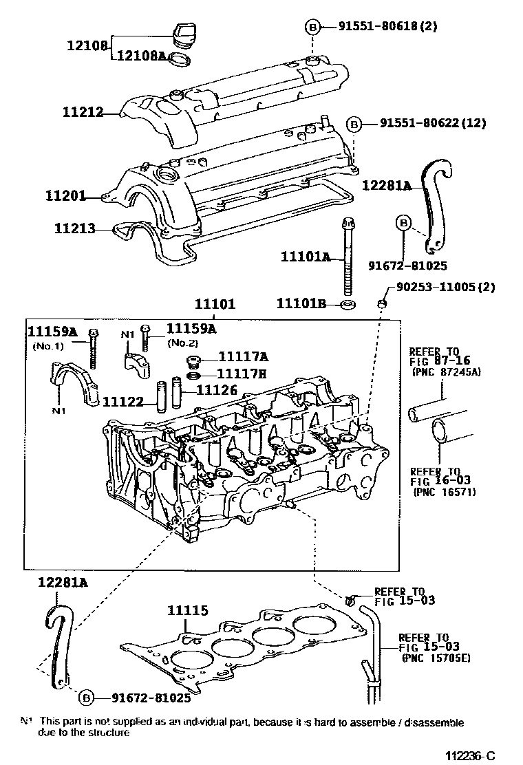 Toyota YARIS Cylinder Head EPC diagram — 112236C