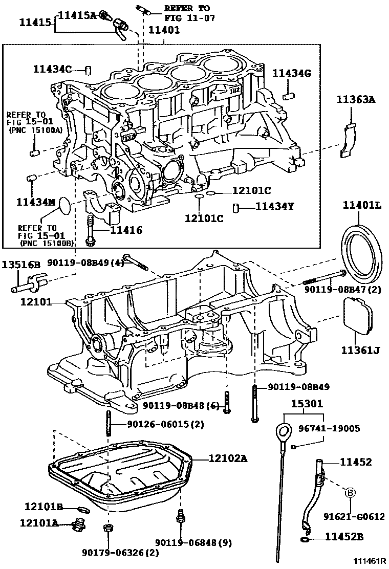 Toyota YARIS Cylinder Block EPC diagram — 111461R