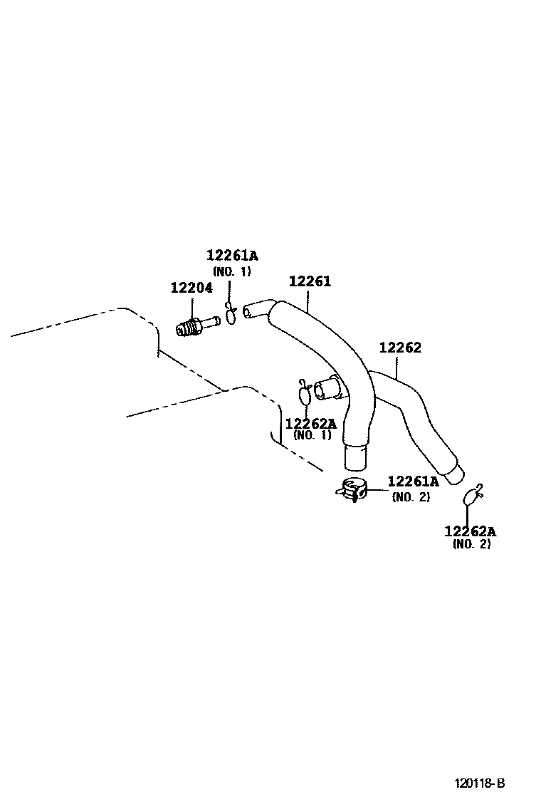 Toyota YARIS Ventilation Hose EPC diagram — 120118B
