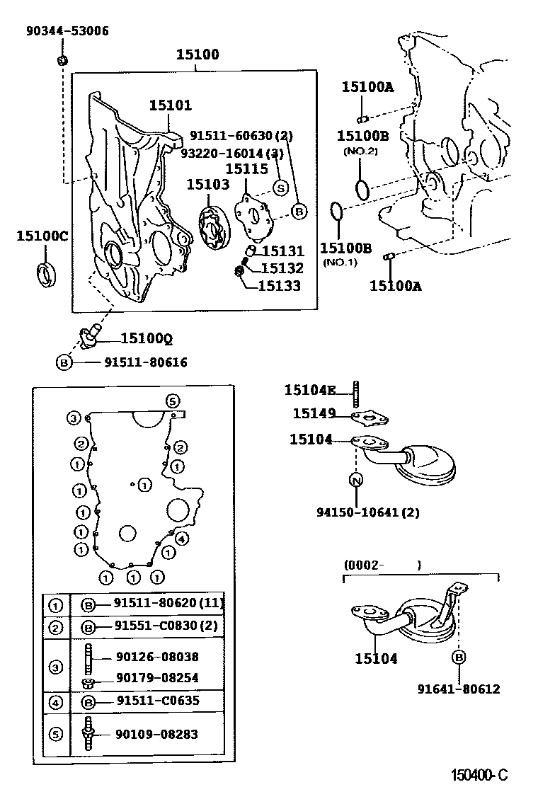 Toyota YARIS Engine Oil Pump EPC diagram — 150400C