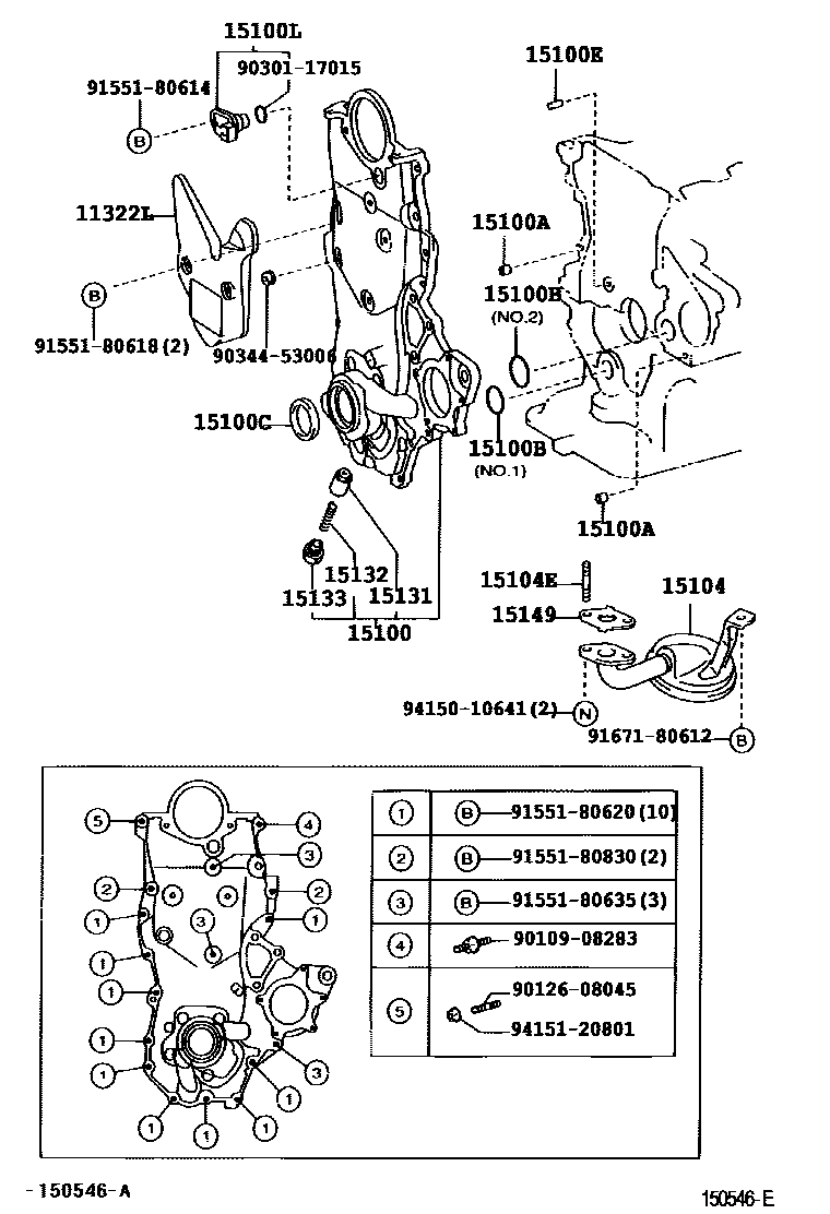 Toyota YARIS Engine Oil Pump EPC diagram — 150546E