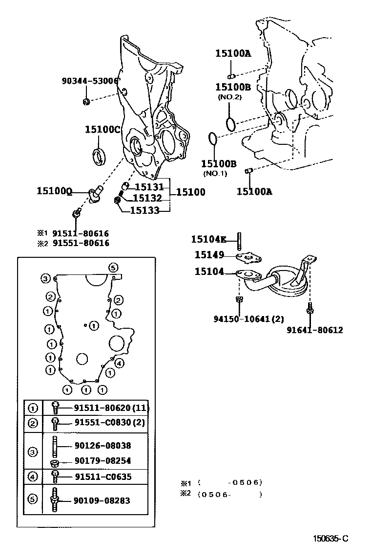 Toyota YARIS Engine Oil Pump EPC diagram — 150635C
