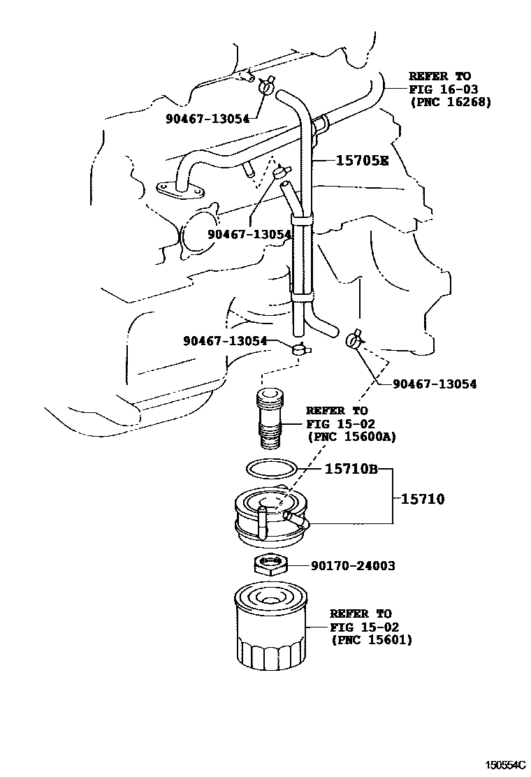 Toyota YARIS Engine Oil Cooler EPC diagram — 150554C