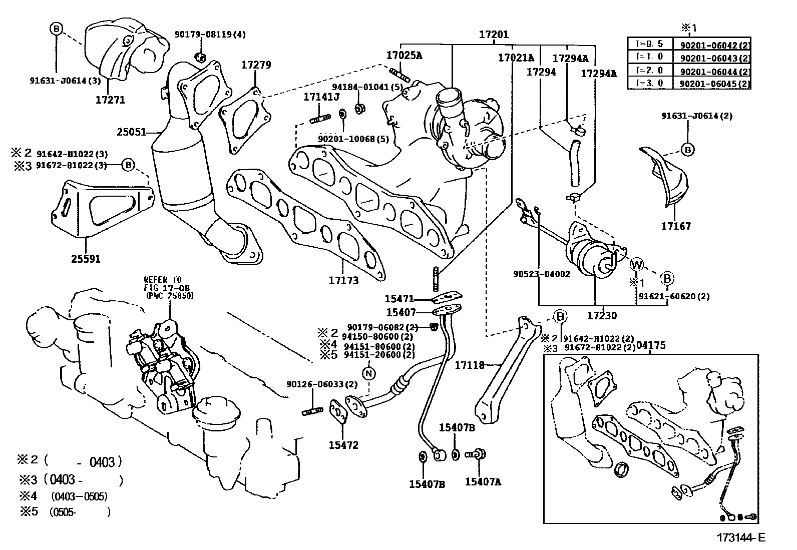 Toyota YARIS Manifold EPC diagram — 173144E