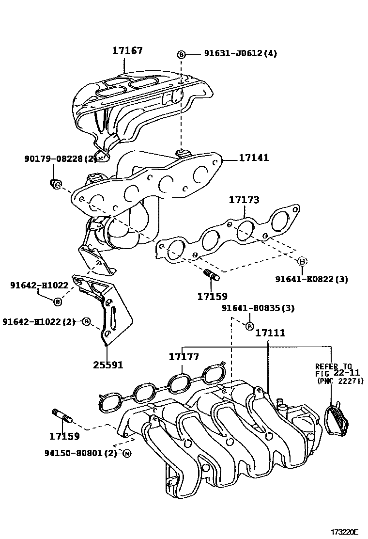 Toyota YARIS Manifold EPC diagram — 173220E