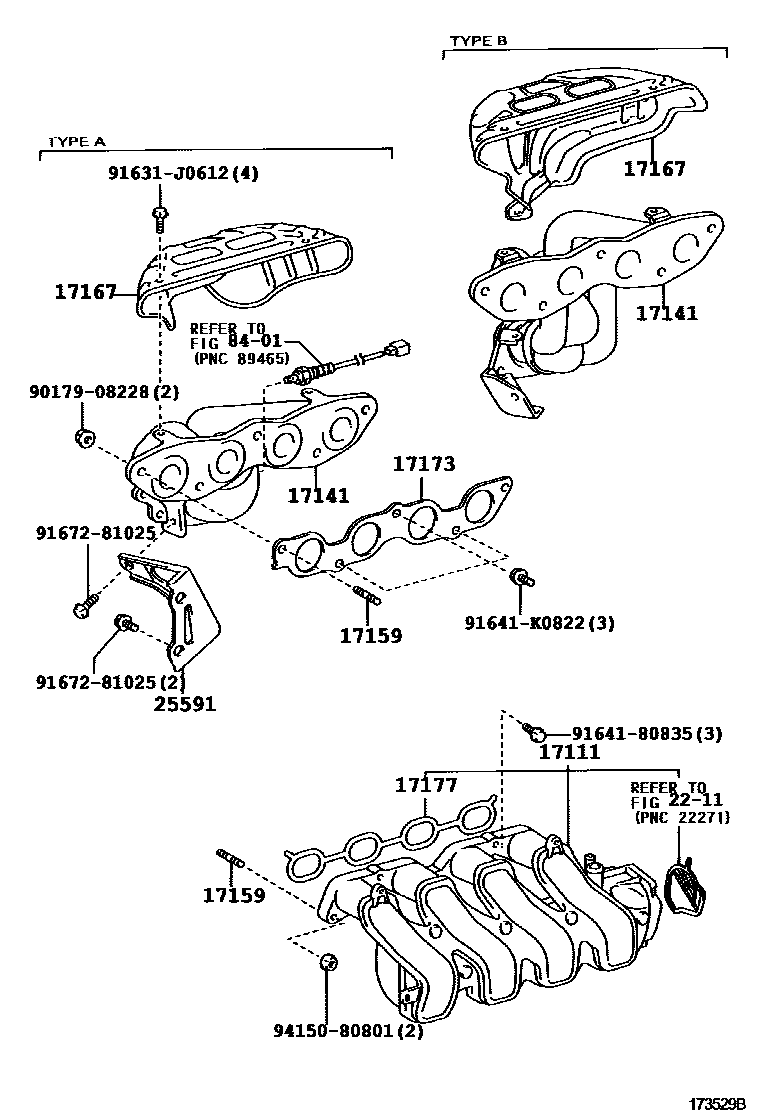 Toyota YARIS Manifold EPC diagram — 173529B
