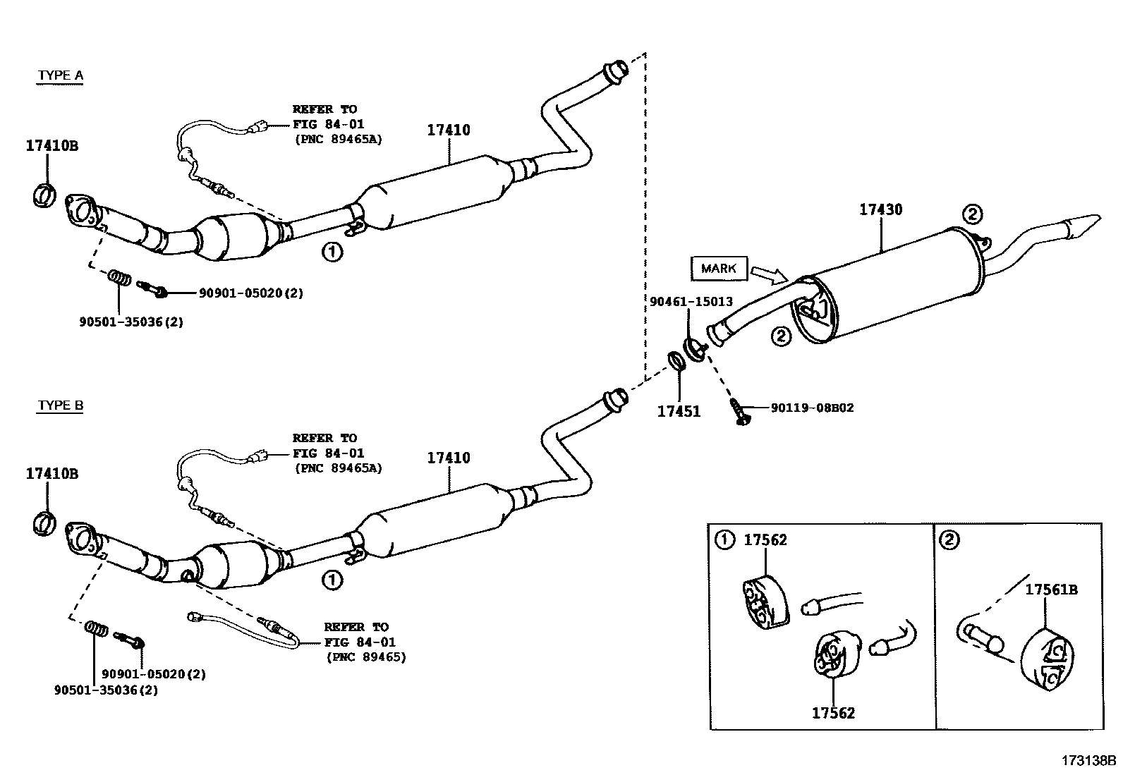Toyota YARIS Exhaust Pipe EPC diagram — 173138B