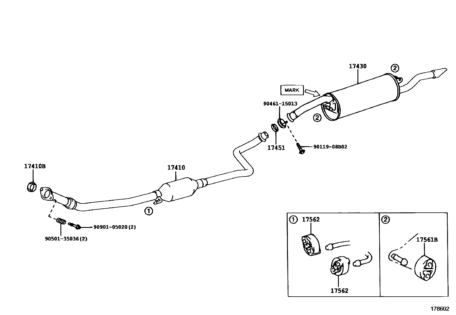 Toyota YARIS Exhaust Pipe EPC diagram — 178602