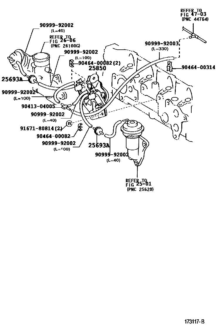 Toyota YARIS vacuum tube EPC diagram — 173117B