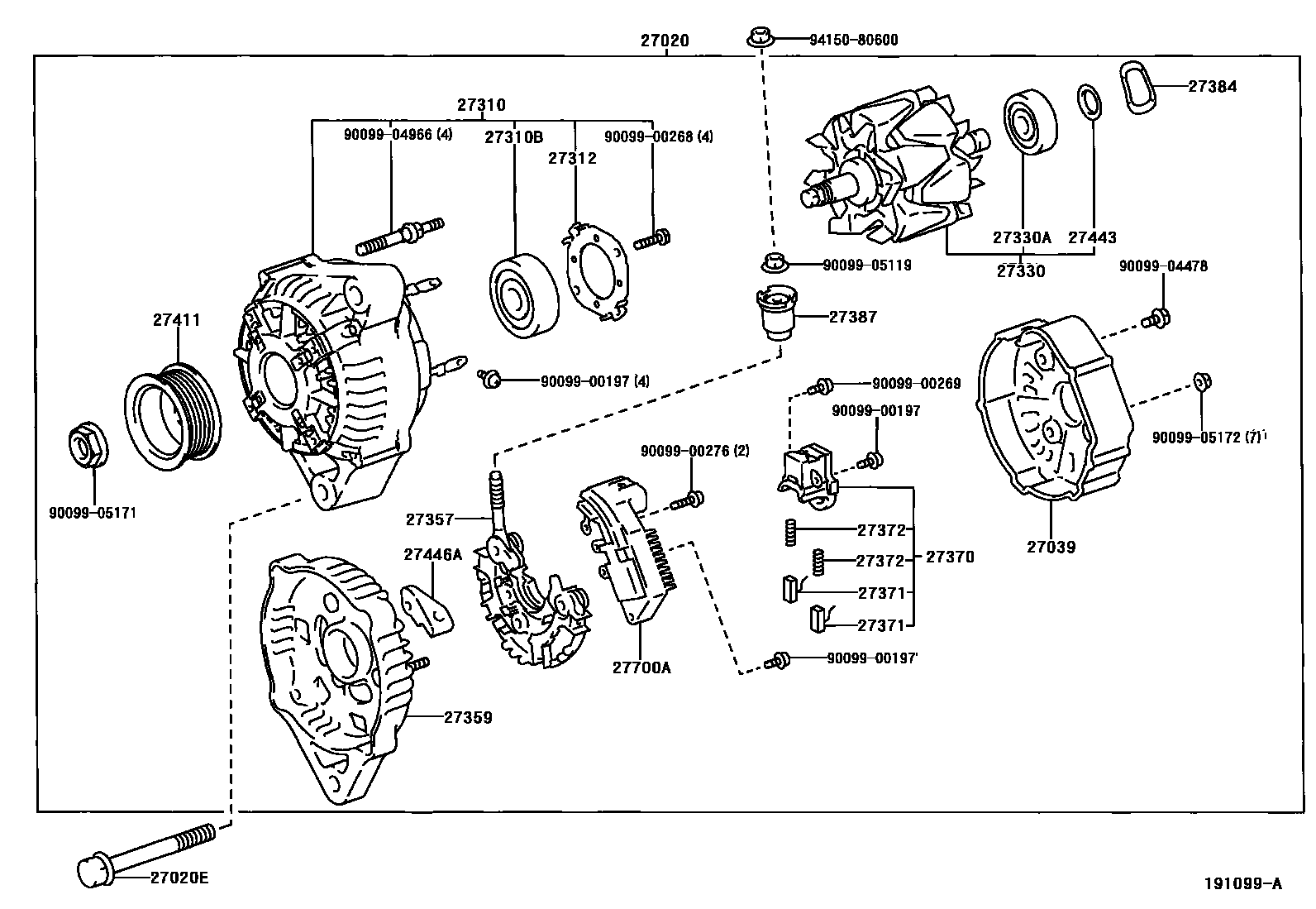 Toyota YARIS Alternator EPC diagram — 191099A