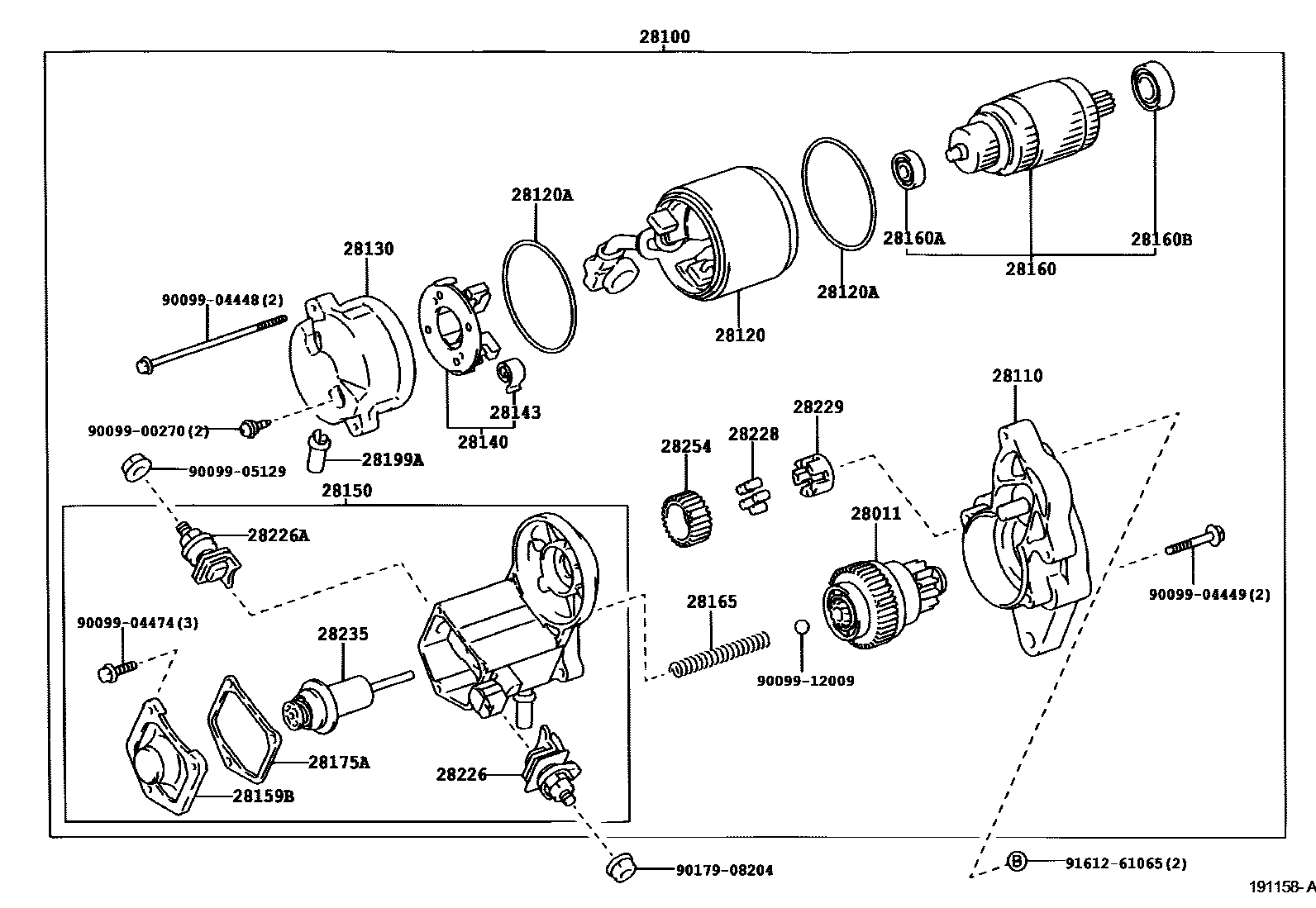 Toyota YARIS 起动机 EPC diagram — 191158A