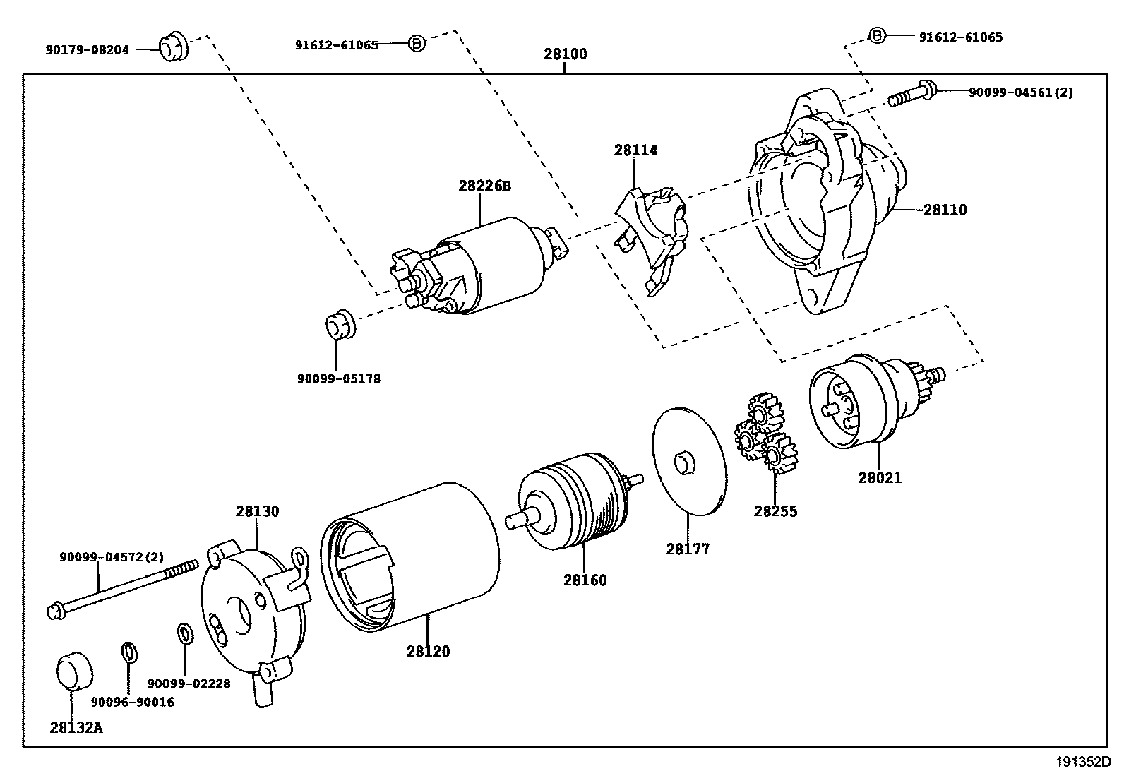 Toyota YARIS 起动机 EPC diagram — 191352D