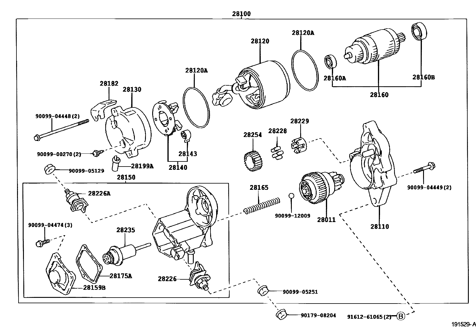 Toyota YARIS 起动机 EPC diagram — 191529A
