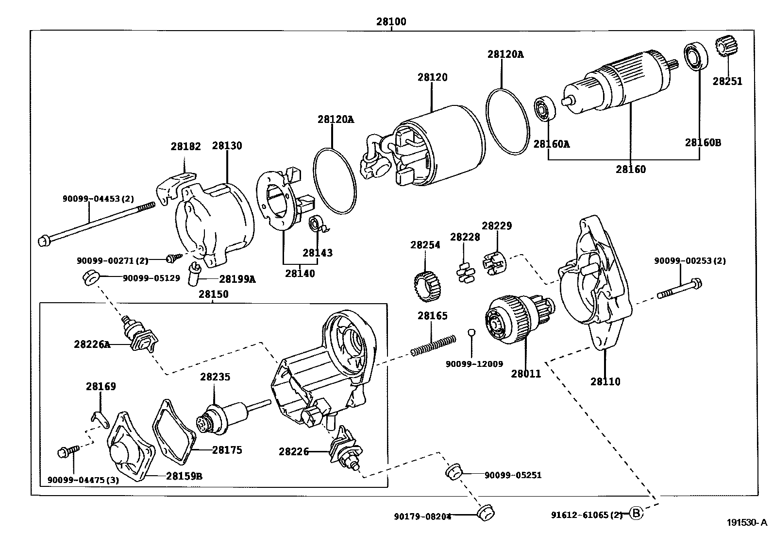 Toyota YARIS 起动机 EPC diagram — 191530A