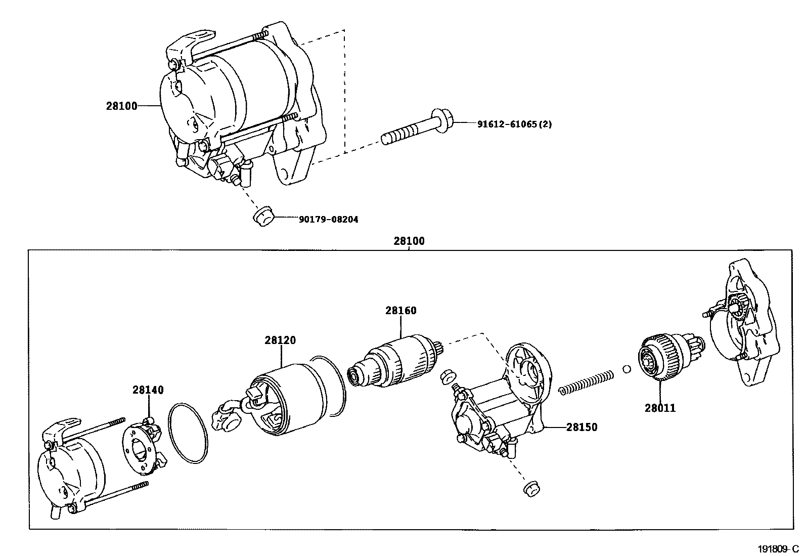 Toyota YARIS 起动机 EPC diagram — 191809C