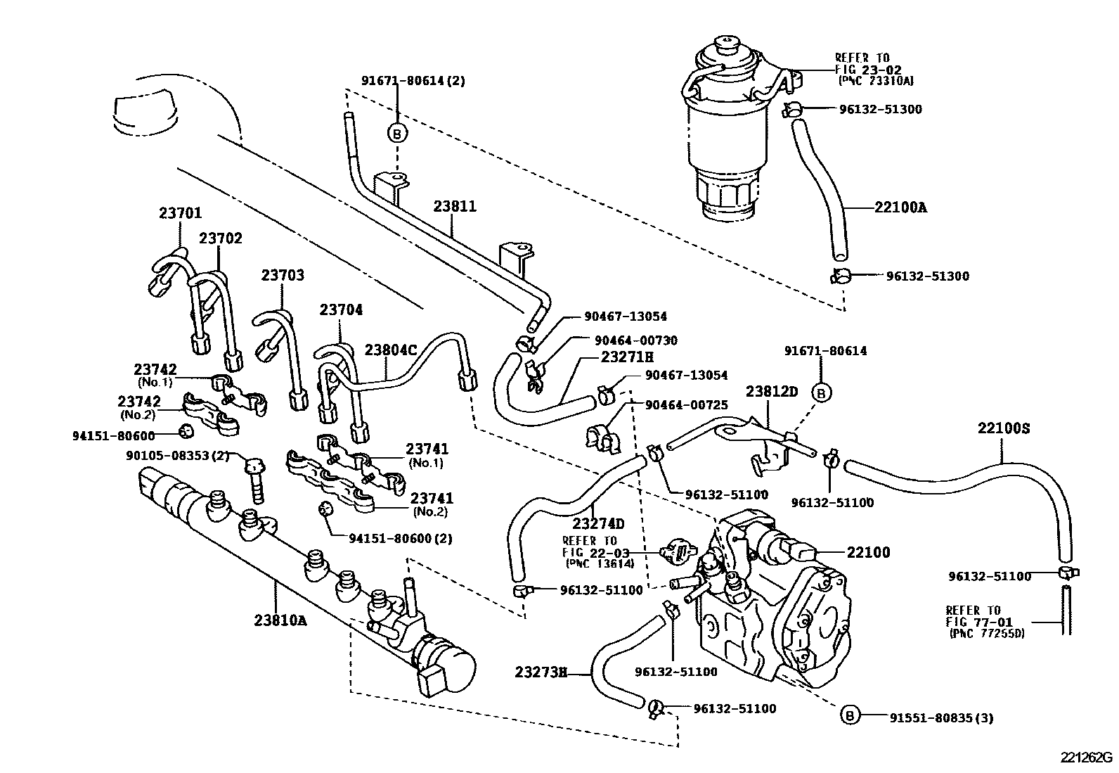 Toyota YARIS 喷油泵总成 EPC diagram — 221262G