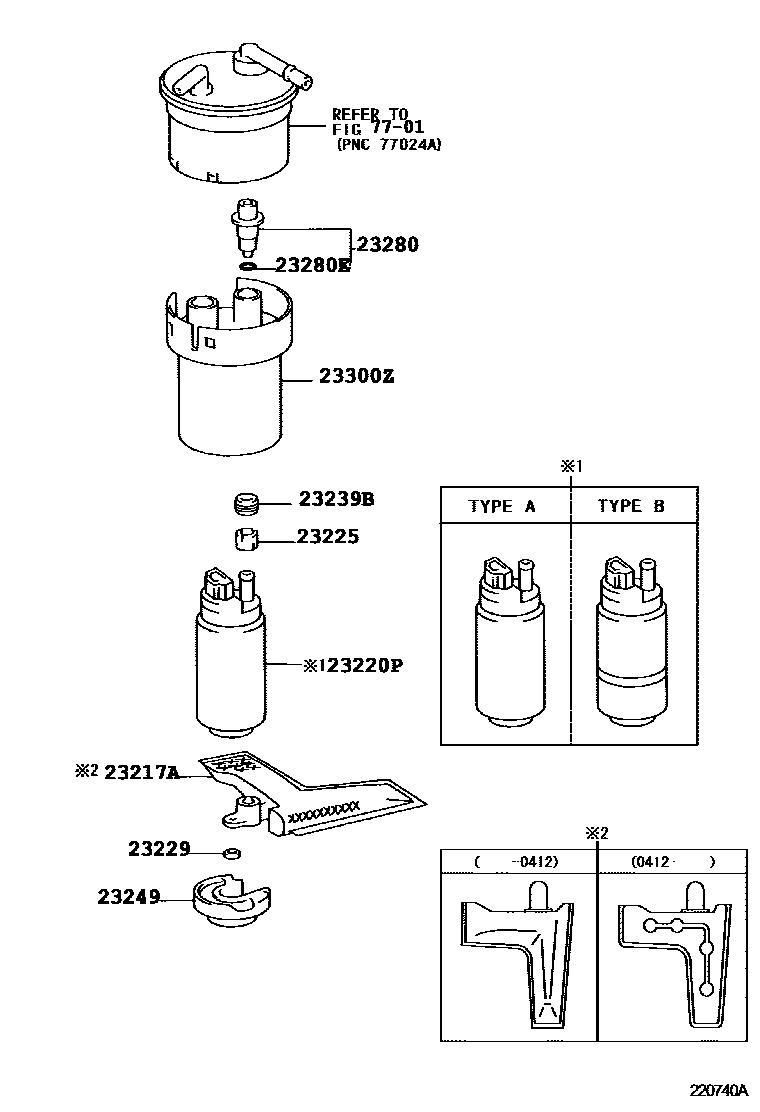 Toyota YARIS 燃油喷射系统 EPC diagram — 220740A