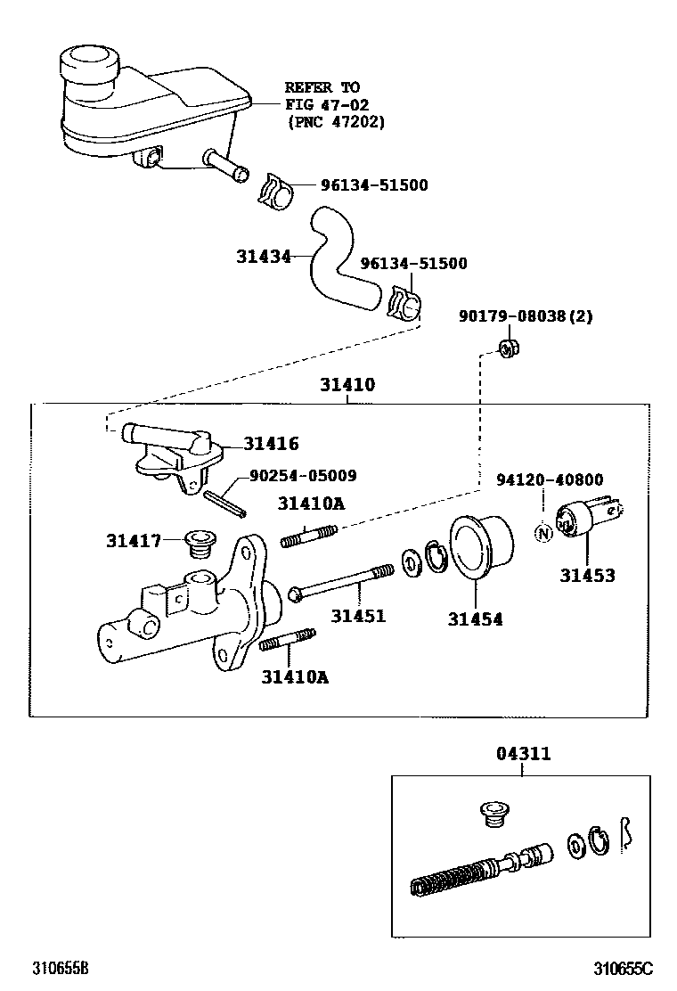 Toyota YARIS 离合器总泵 EPC diagram — 310655C
