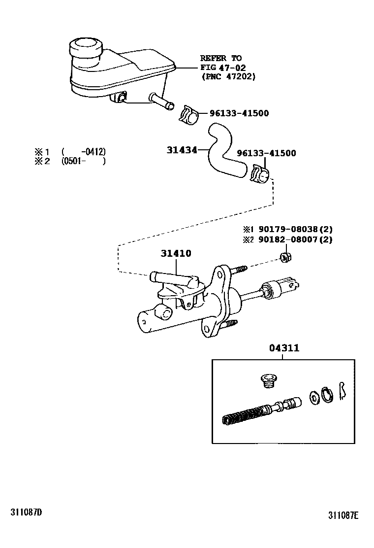 Toyota YARIS 离合器总泵 EPC diagram — 311087E