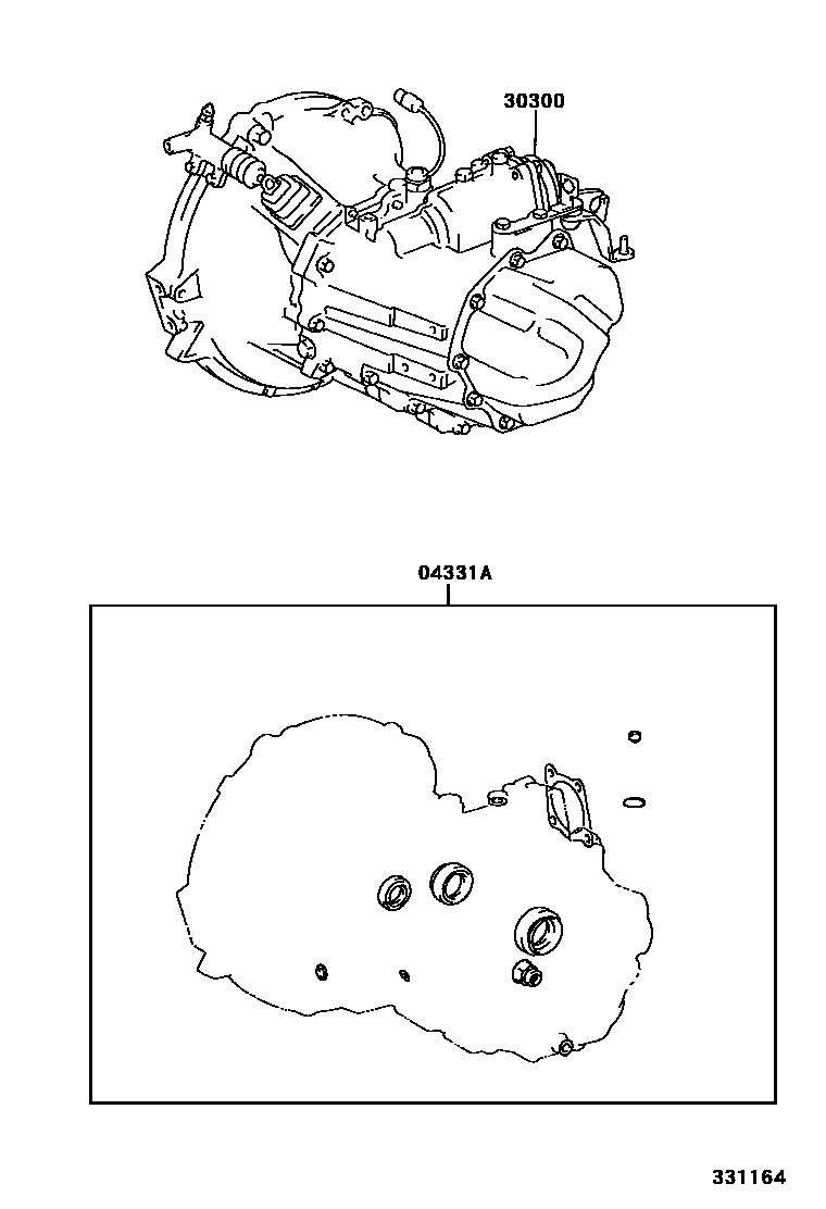 Toyota YARIS 传动桥或变速器总成和衬垫组件(MTM) EPC diagram — 331164