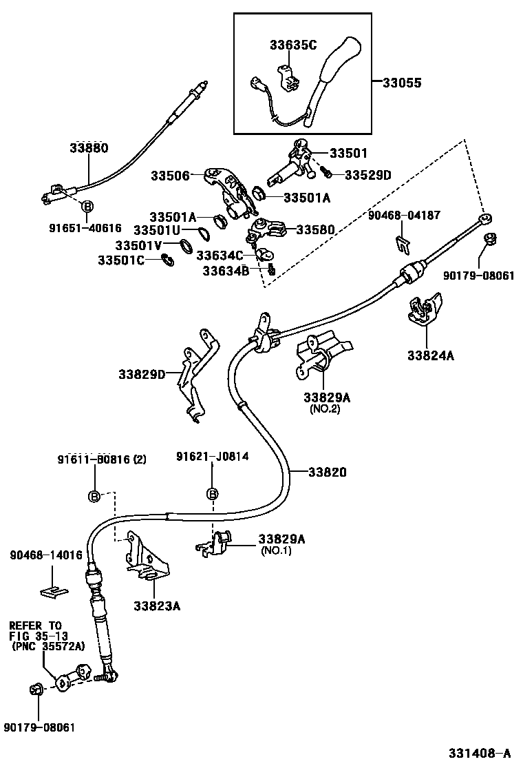 Toyota YARIS 控制轴和横轴 EPC diagram — 331408A