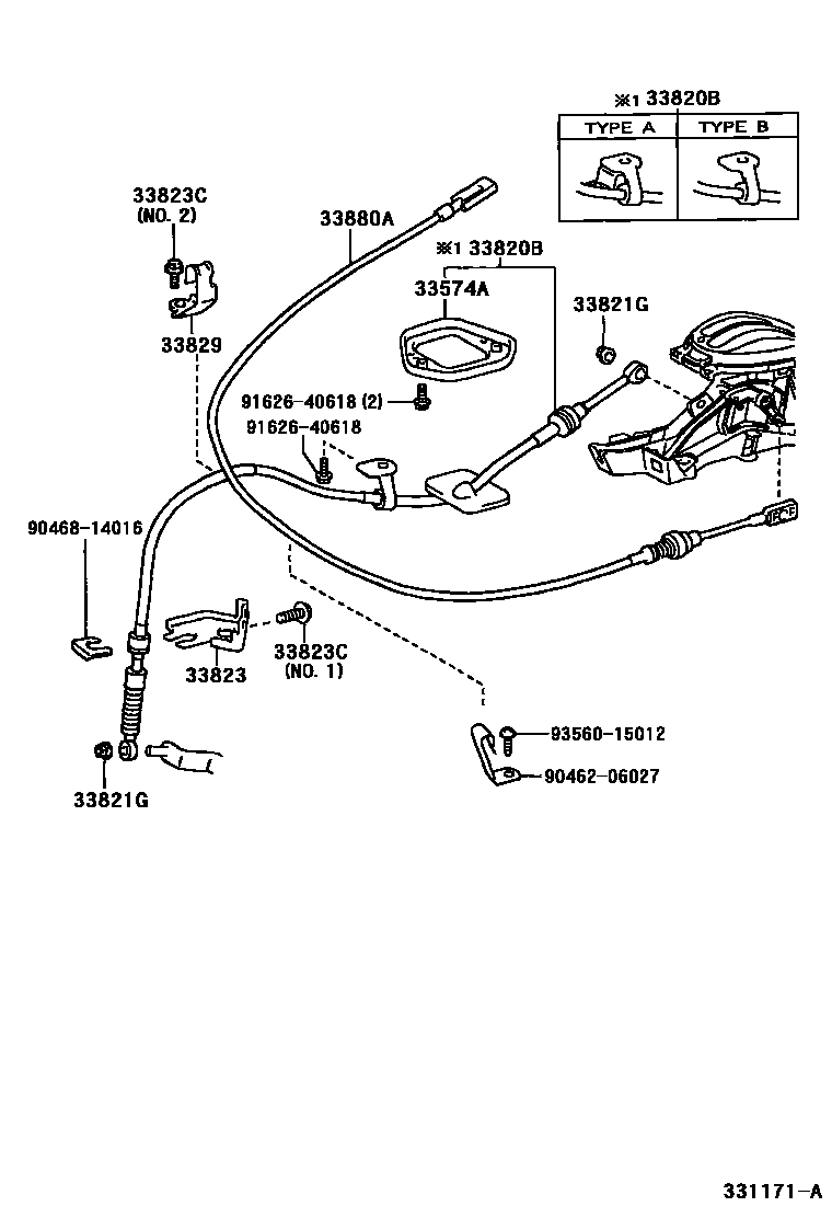 Toyota YARIS Shift Lever & Retainer EPC diagram — 331171A