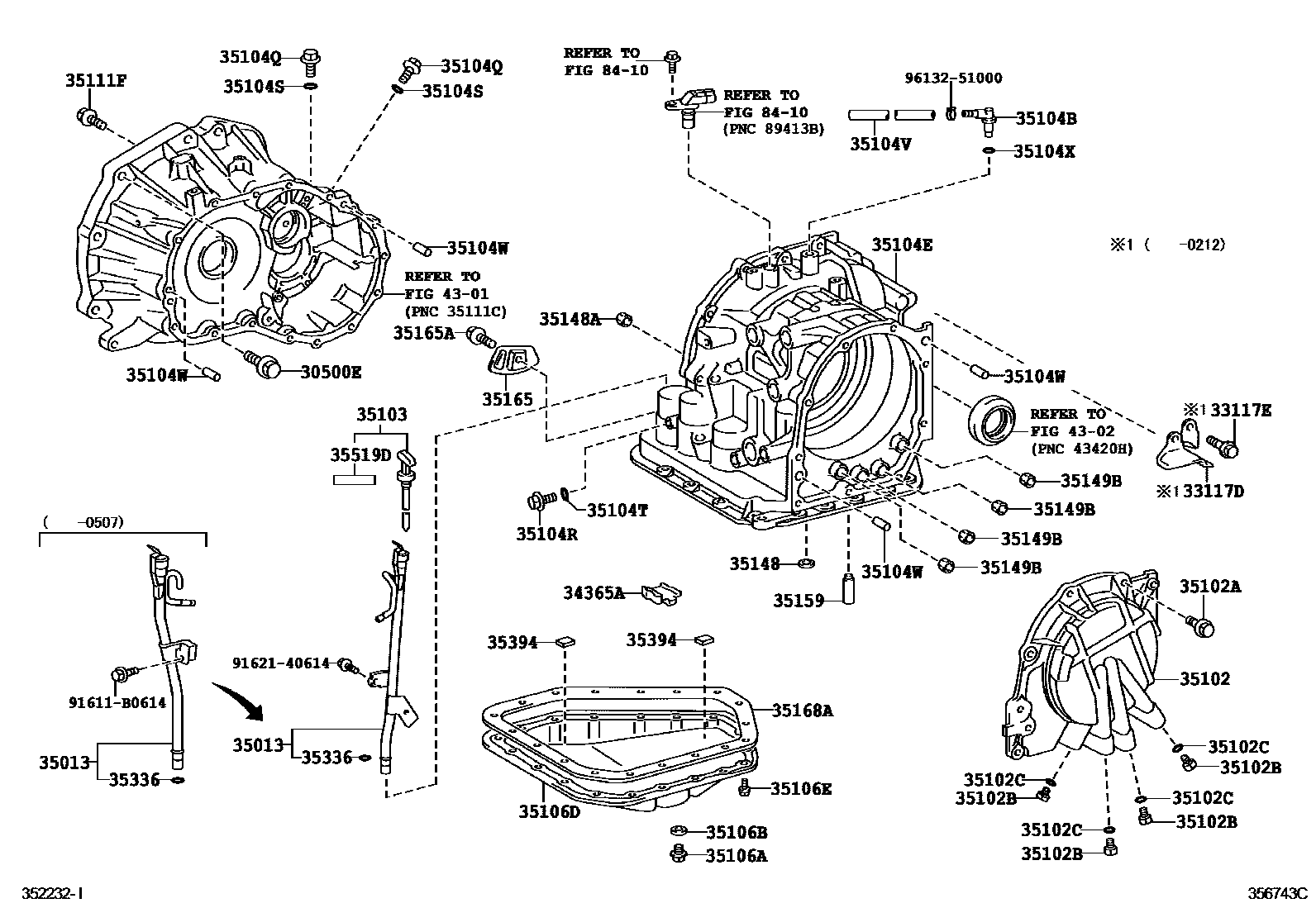 Toyota YARIS 变速器壳和油底壳(ATM) EPC diagram — 356743C