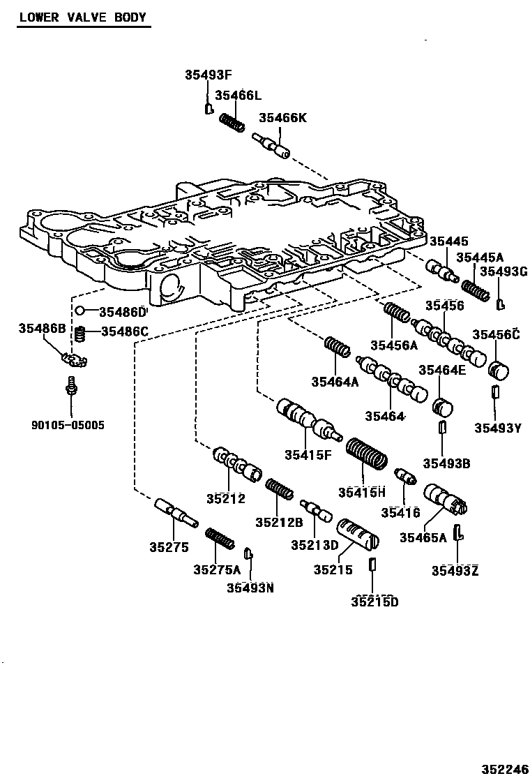 Toyota YARIS 阀体和滤油网(ATM) EPC diagram — 352246