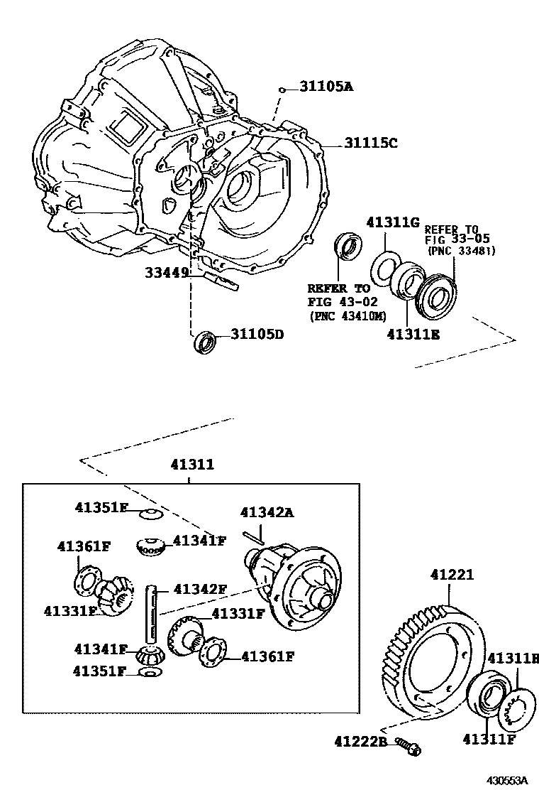 Toyota YARIS 前桥壳和差速器 EPC diagram — 430553A