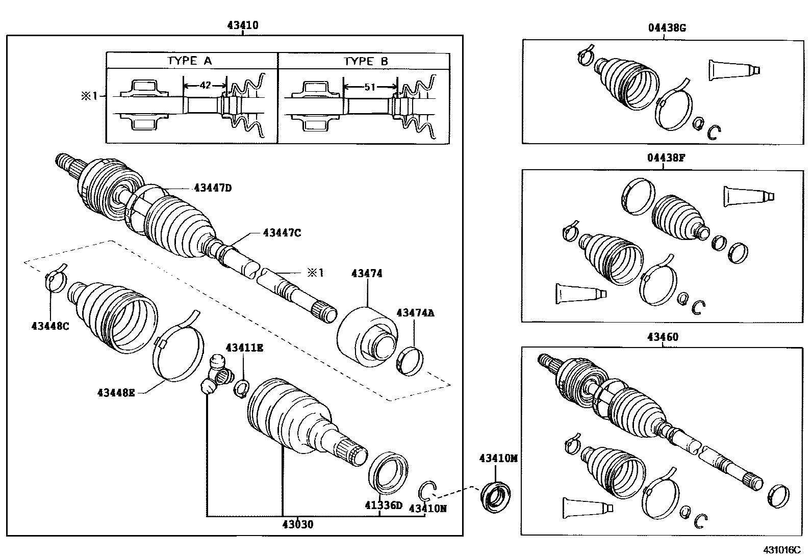 Toyota YARIS Front Drive Shaft EPC diagram — 431016C