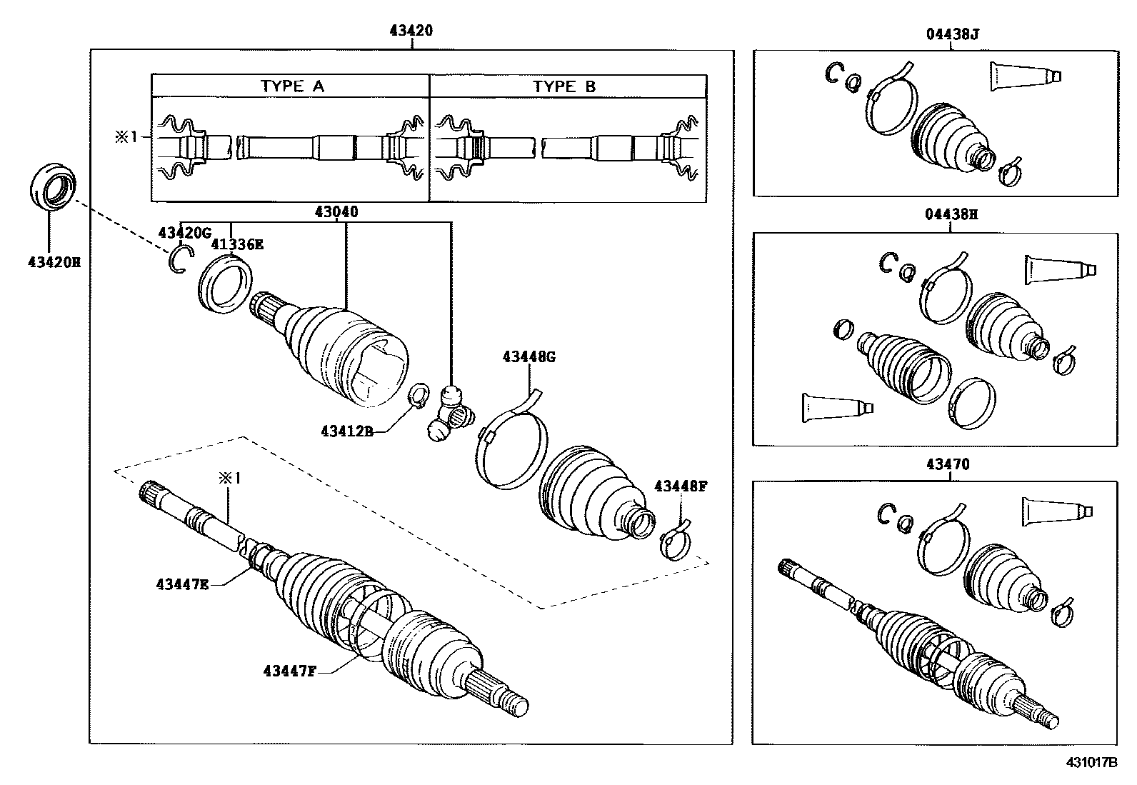 Toyota YARIS Front Drive Shaft EPC diagram — 431017B