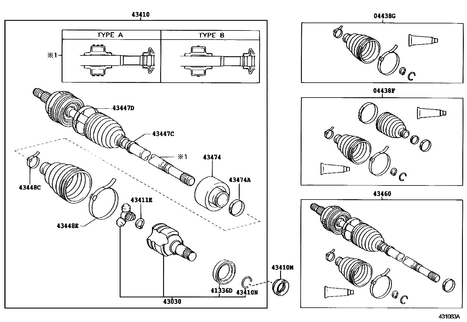 Toyota YARIS Front Drive Shaft EPC diagram — 431083A
