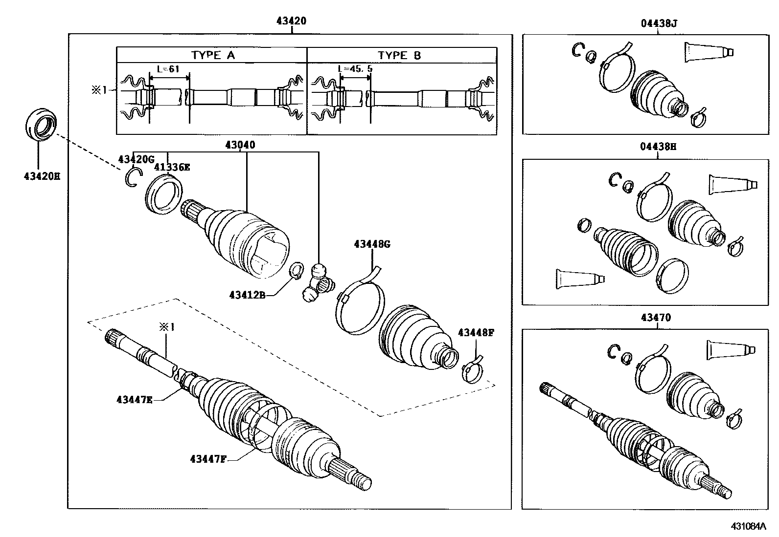 Toyota YARIS Front Drive Shaft EPC diagram — 431084A