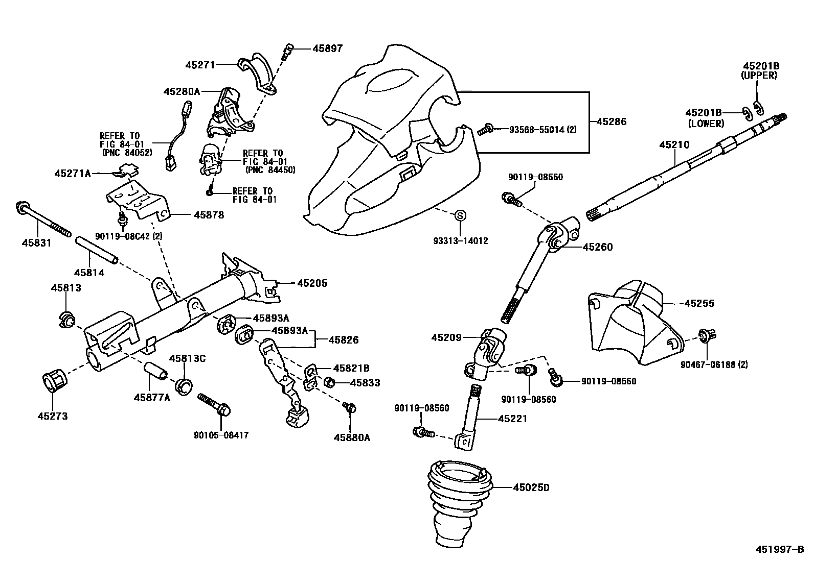 Toyota YARIS Steering Column & Shaft EPC diagram — 451997B