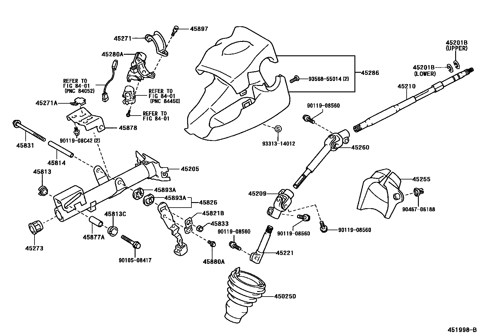 Toyota YARIS Steering Column & Shaft EPC diagram — 451998B