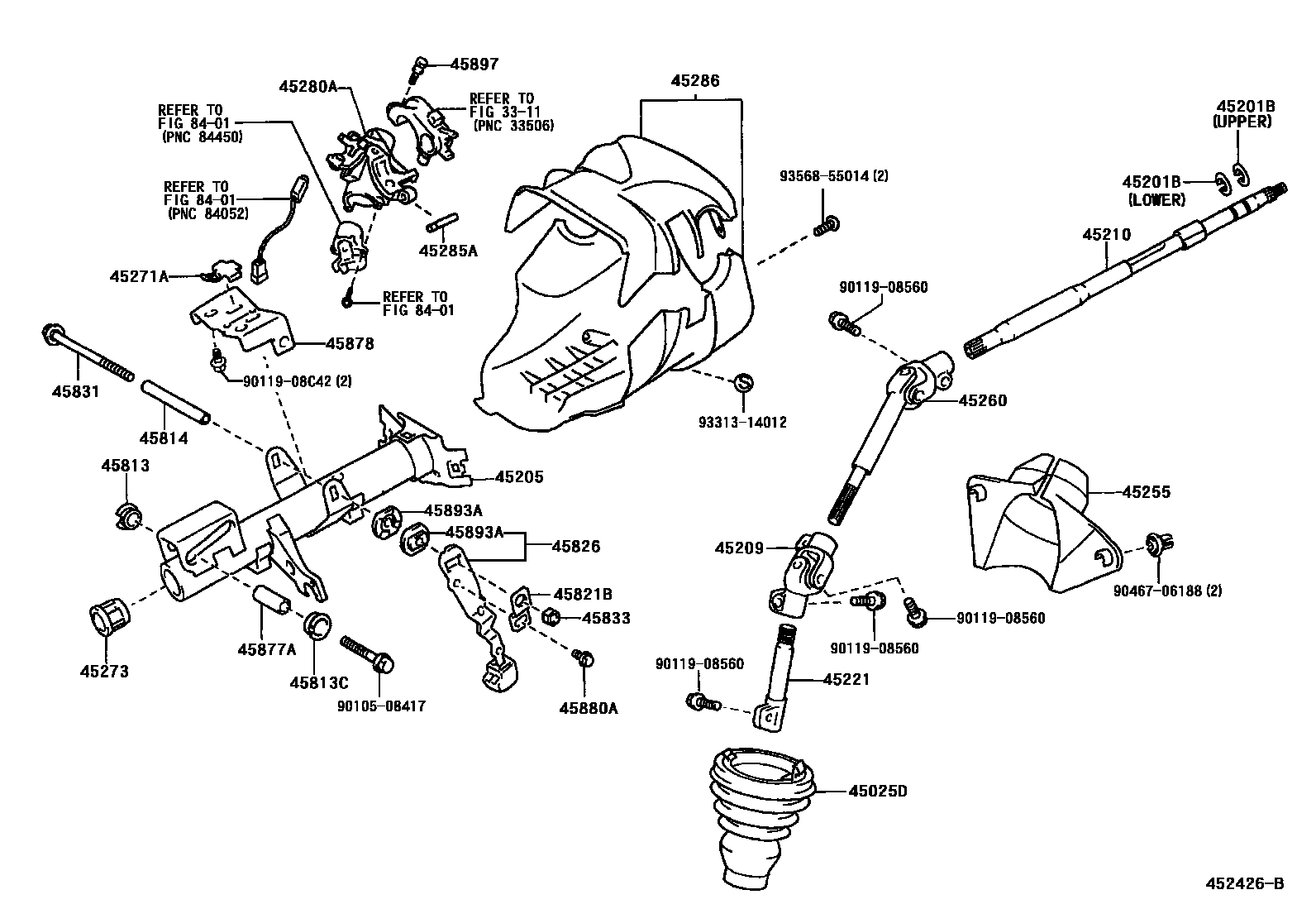 Toyota YARIS Steering Column & Shaft EPC diagram — 452426B