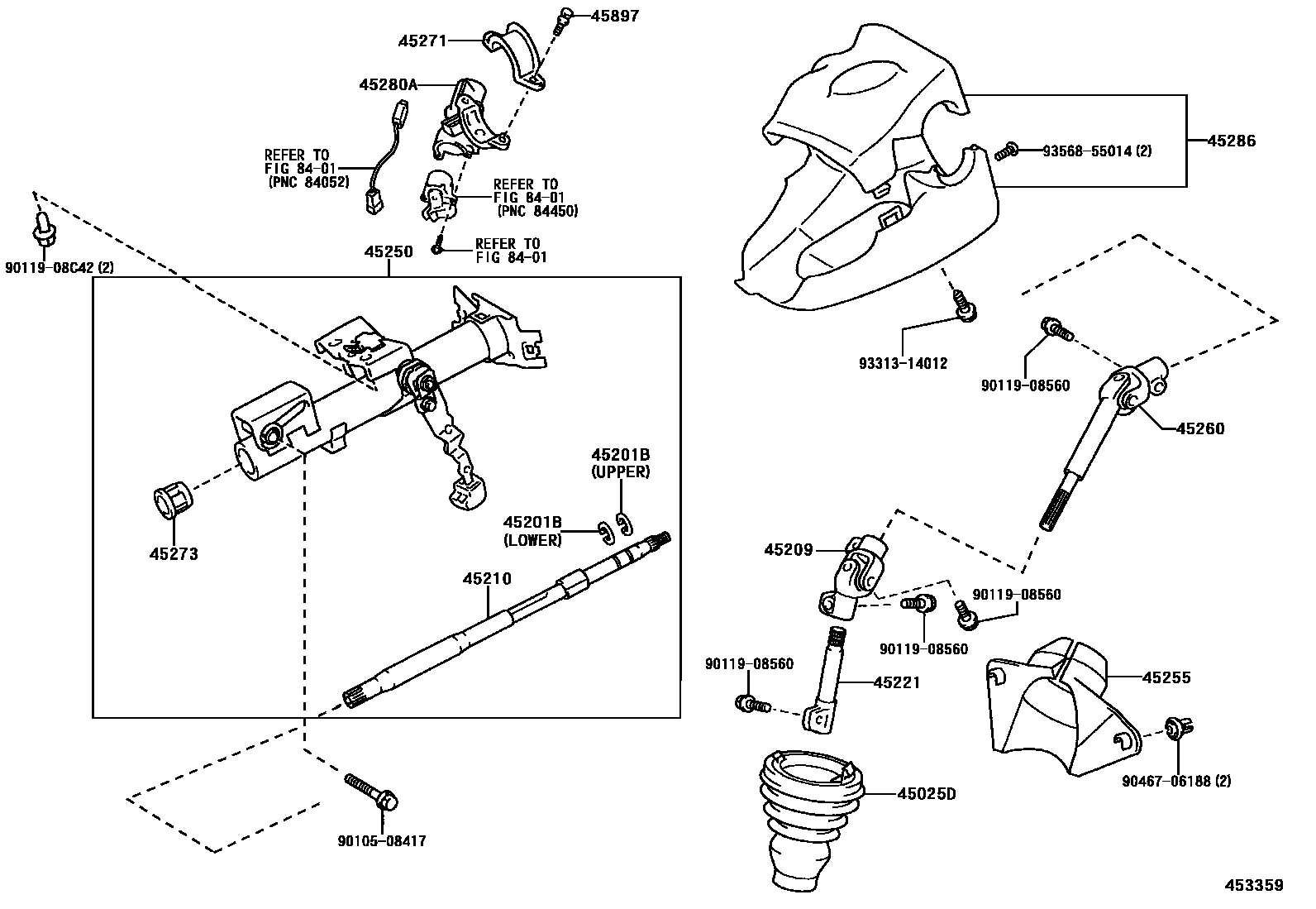 Toyota YARIS Steering Column & Shaft EPC diagram — 453359