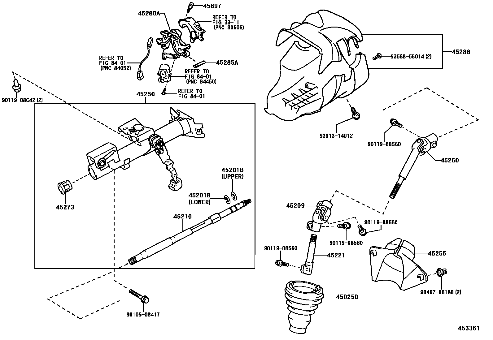 Toyota YARIS Steering Column & Shaft EPC diagram — 453361