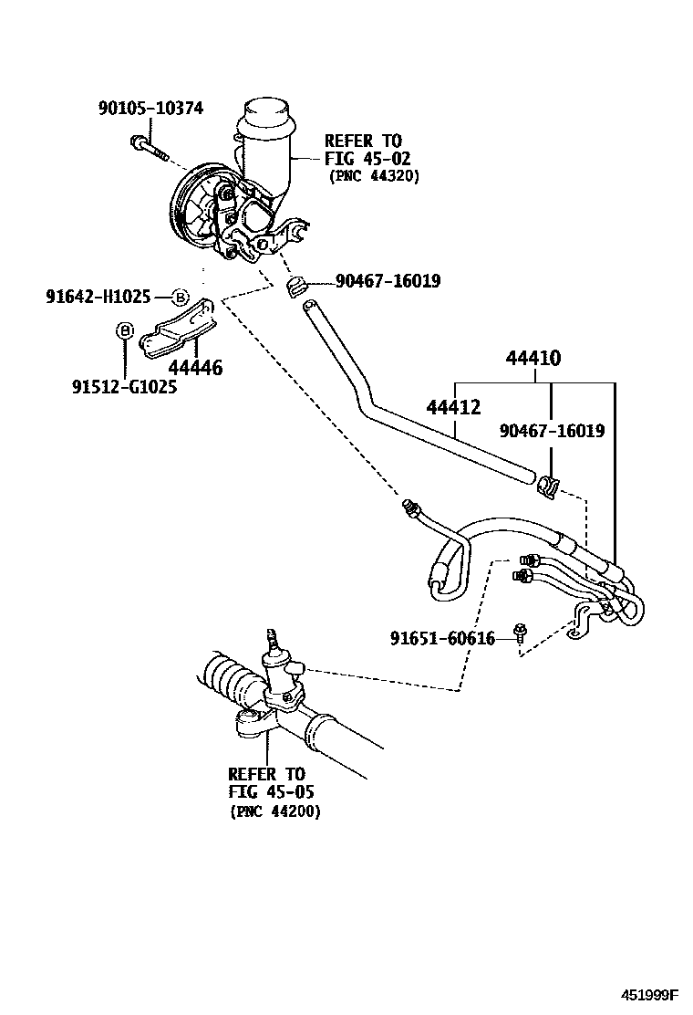 Toyota YARIS 动力转向配管 EPC diagram — 451999F
