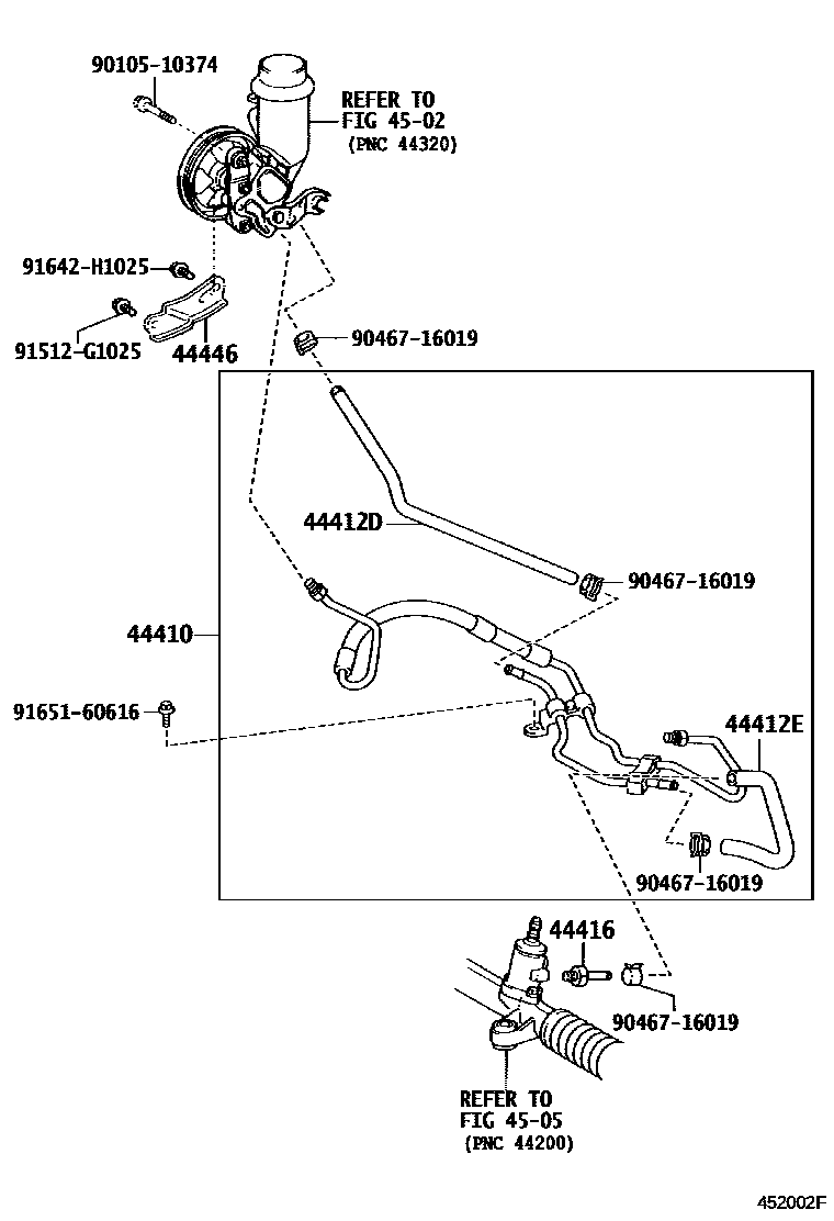 Toyota YARIS 动力转向配管 EPC diagram — 452002F
