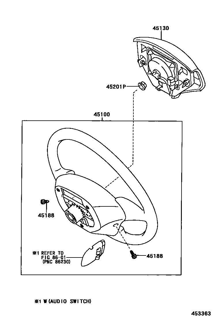 Toyota YARIS Steering Wheel EPC diagram — 453363