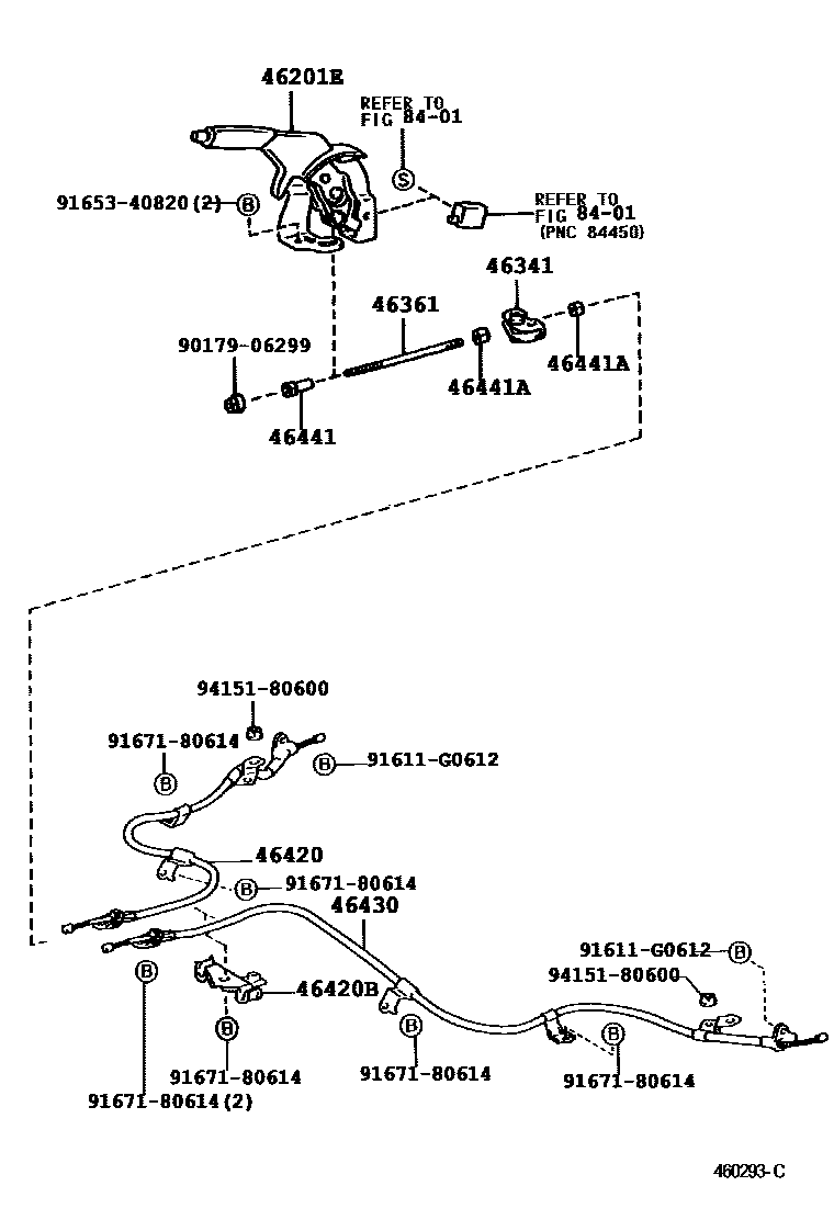 Toyota YARIS Parking Brake & Cable EPC diagram — 460293C