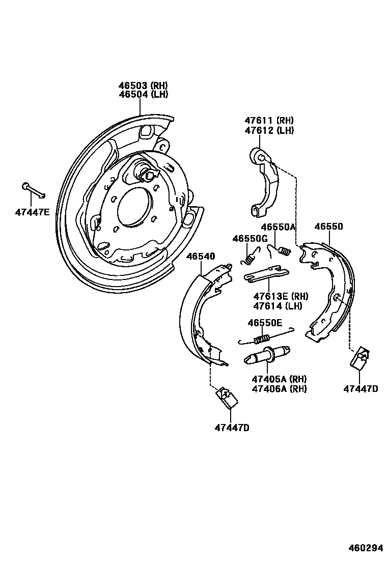 Toyota YARIS Parking Brake & Cable EPC diagram — 460294
