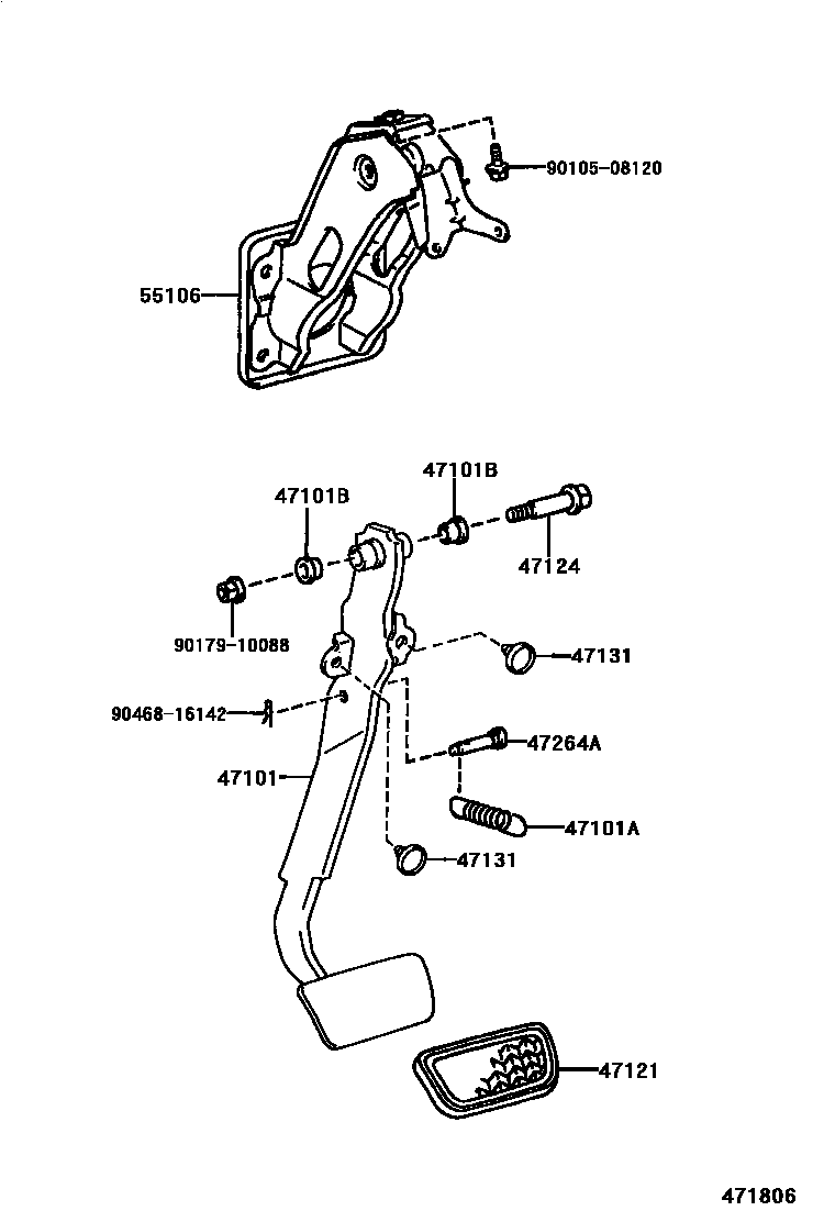 Toyota YARIS Brake Pedal & Bracket EPC diagram — 471806