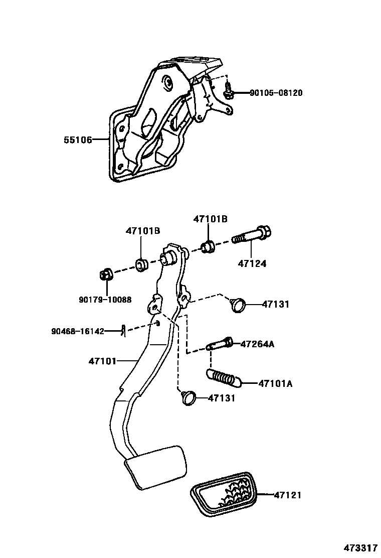 Toyota YARIS Brake Pedal & Bracket EPC diagram — 473317