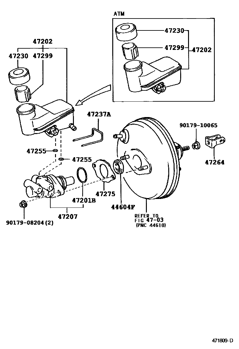 Toyota YARIS 制动总泵 EPC diagram — 471809D