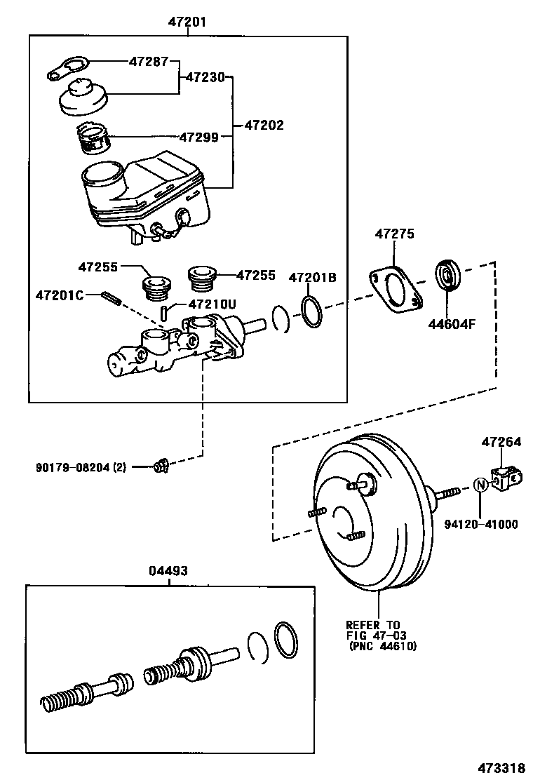 Toyota YARIS 制动总泵 EPC diagram — 473318