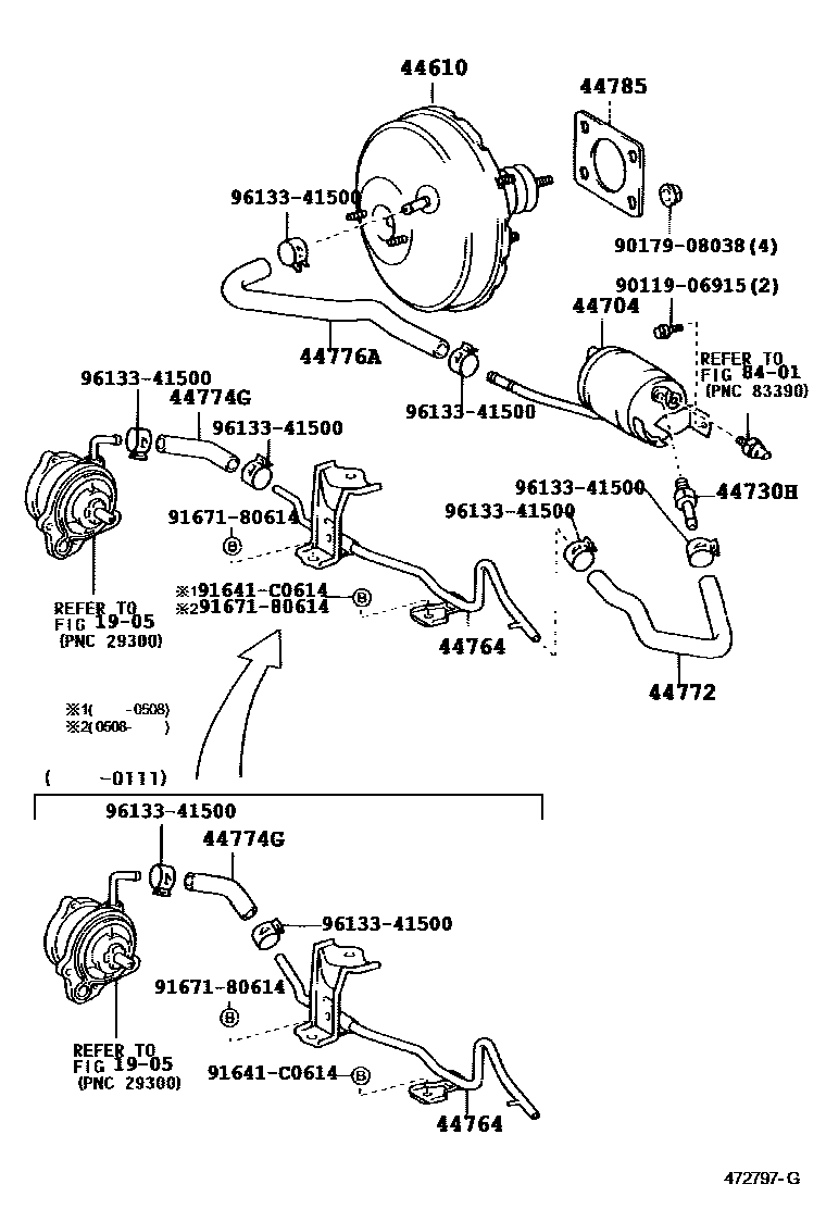 Toyota YARIS 制动助力器和真空管 EPC diagram — 472797G